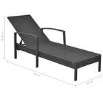 vidaXL Chaise longue avec coussin Résine tressée Noir