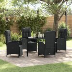 vidaXL Ensemble de salle à manger de jardin 5 pièces avec coussins en rotin synthétique noir