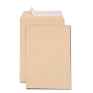 Boîte de 250 pochettes kraft brun c4 229x324 90 g/m² bande de protection gpv