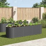 vidaXL Lit surélevé de jardin 320x80x81 cm Acier galvanisé Gris