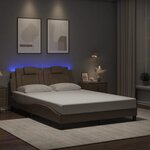 vidaXL Cadre de lit avec lumières LED cappuccino 140x200 cm similicuir