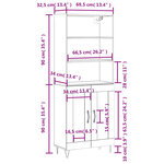 vidaXL Buffet haut Sonoma gris 69 5x34x180 cm Bois d'ingénierie