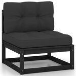 Salon de jardin meuble d'extérieur ensemble de mobilier 10 pièces avec coussins noir bois de pin massif 02_0015105