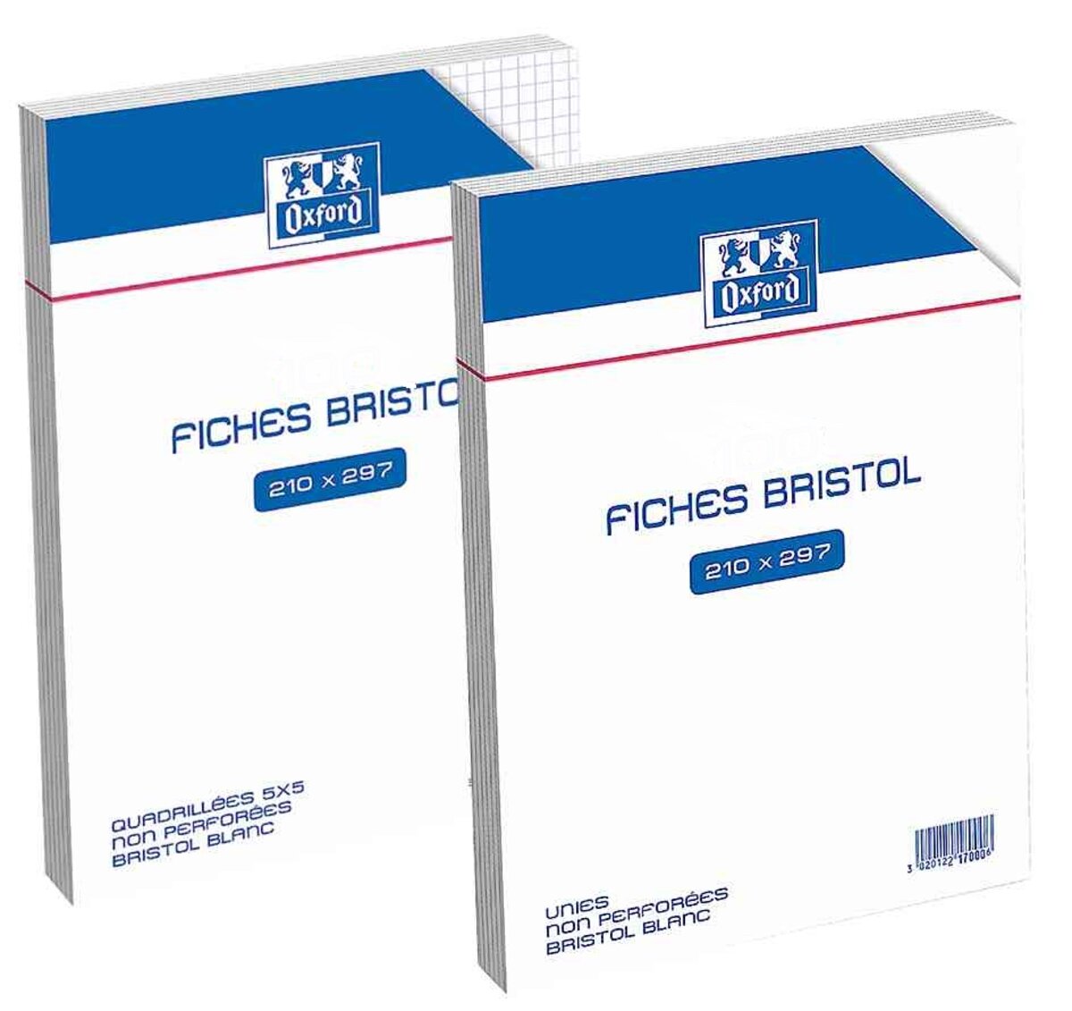 Paquette de 100 Fiches Bristol A5 Blanc OXFORD Réf : 100104025