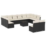 vidaXL Salon de jardin avec coussins 13 Pièces noir résine tressée
