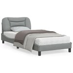 vidaXL Cadre de lit avec tête de lit Gris clair 90x200 cm Tissu