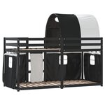 vidaXL Lit superposé avec rideaux blanc/noir 90x200 cm bois pin massif