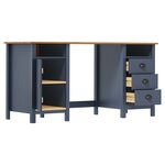 Bureau table poste de travail meuble d'ordinateur informatique étude Hill 150 x 50 x 74 cm bois de pin solide gris 02_0023862