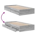 vidaXL Cadre de lit et tiroirs sonoma gris 90x200 cm bois d'ingénierie
