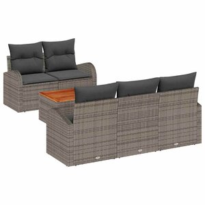 vidaXL Ensemble de canapé de jardin avec coussin 6 Pièces Gris polyrotin