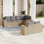 vidaXL Salon de jardin avec coussins 7 Pièces beige résine tressée
