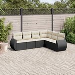 vidaXL Salon de jardin 6 Pièces avec coussins noir résine tressée