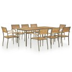 vidaXL Mobilier à dîner d'extérieur 9Pièces Bois d'acacia solide et acier