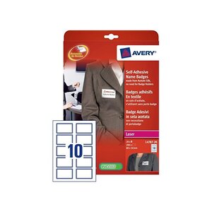 Boite de 200 badges adhésifs 50 x 80 mm Tissu Blanc Liseré bleu AVERY ZWECKFORM