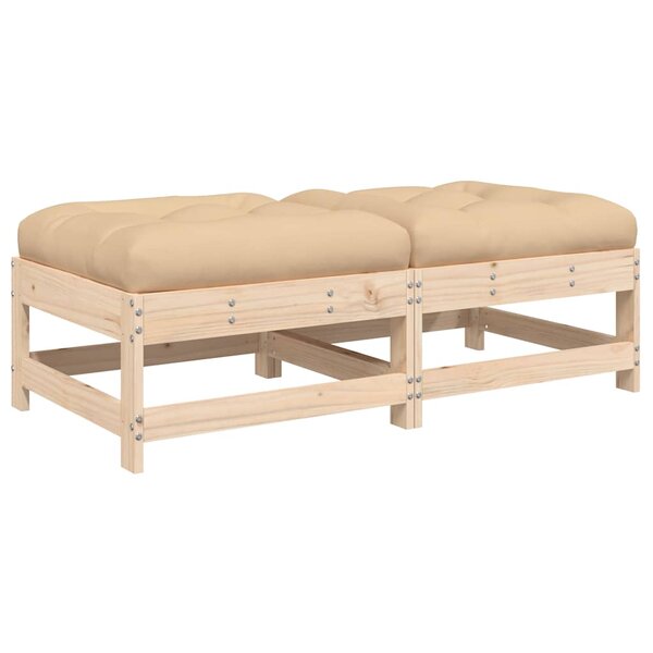 vidaXL Repose-pieds de jardin avec coussins lot de 2 bois pin massif
