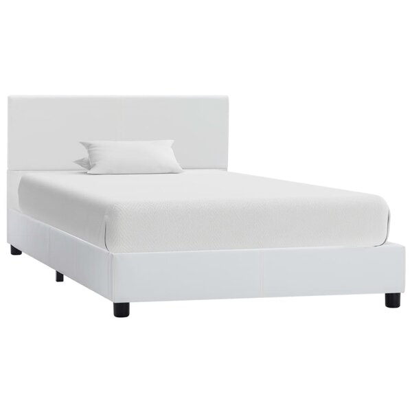 vidaXL Cadre de lit Blanc Similicuir 90 x 200 cm