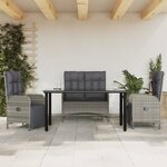 vidaXL Ensemble à manger jardin 4Pièces et coussins Gris Résine tressée