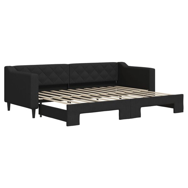 vidaXL Lit de jour avec lit gigogne noir 80x200 cm tissu