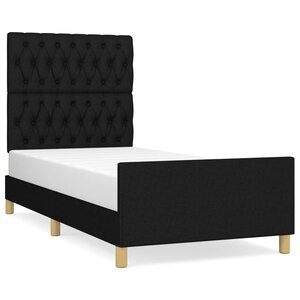 vidaXL Cadre de lit avec tête de lit Noir 90x200 cm Tissu