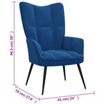 vidaXL Chaise de relaxation avec tabouret Bleu Velours