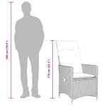 vidaXL Chaise inclinable de jardin avec coussins gris résine tressée
