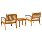 vidaXL Ensemble Bistro 3 pièces avec coussins - Bois d'acacia massif