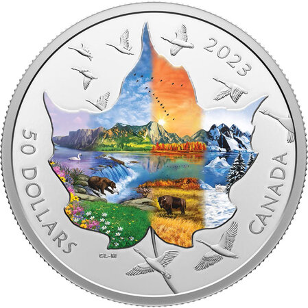 Pièce de monnaie en argent 50 dollars g 94.25 millésime 2023 four seasons