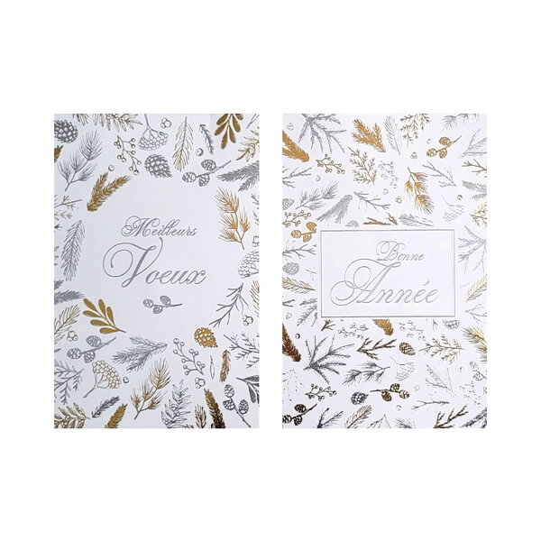 Carte de voeux avec enveloppe - lot de 5 cartes bonne année et meilleurs voeux