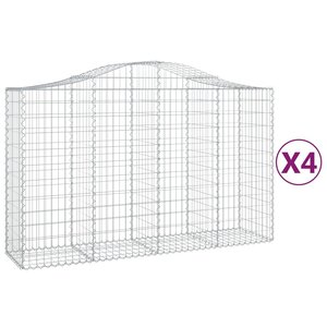 vidaXL Paniers à gabions arqués 4 Pièces 200x50x120/140 cm Fer galvanisé