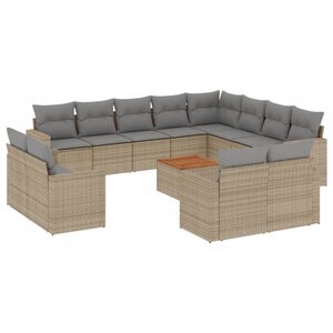 vidaXL Salon de jardin et coussins 13 Pièces mélange beige résine tressée