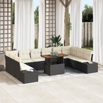 vidaXL Ensemble de salle à manger de jardin 11 pièces avec coussins en poly rattan et acacia