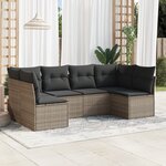 vidaXL Salon de jardin 6 Pièces avec coussins gris résine tressée
