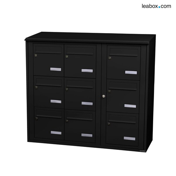 Bloc collectif Leabox 3x3 grade 3 simple face extérieur mural noir 9005 finition brillante