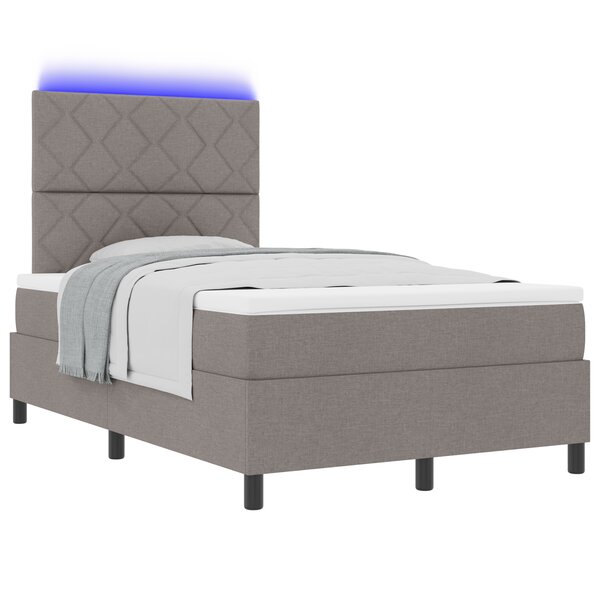 vidaXL Lit à ressorts avec matelas et LED Taupe 120x190 cm Tissu