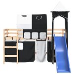 vidaXL Lit mezzanine enfants avec tour blanc/noir 80x200cm pin massif