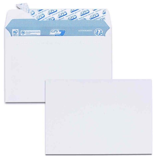 Boîte de 200 Enveloppes C5 162 x 229 mm blanc avec fenêtre GPV