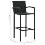 vidaXL Tabourets de bar lot de 4 noir résine tressée