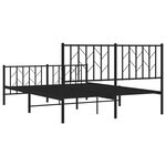 vidaXL Cadre de lit métal avec tête de lit/pied de lit noir 135x190 cm