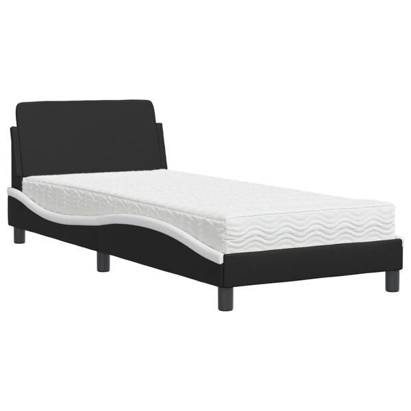 vidaXL Lit avec matelas noir et blanc 80x200 cm similicuir