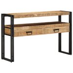 Tables d'appoint vidaXL Noires 120x33x75 cm en bois de manguier massif et métal