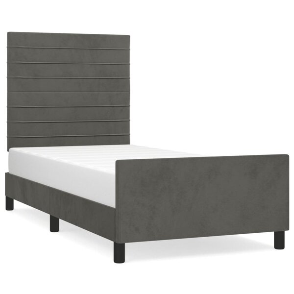 vidaXL Cadre de lit avec tête de lit Gris foncé 100x200 cm Velours