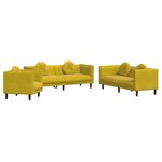 vidaXL Ensemble de canapés 3 Pièces avec coussins jaune velours
