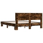 vidaXL Cadre de lit chêne fumé 160x200 cm bois d'ingénierie et métal