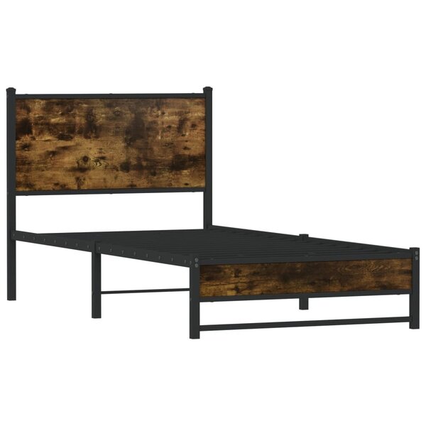 vidaXL Cadre de lit en métal sans matelas chêne fumé 75x190 cm