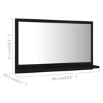 vidaXL Miroir de salle de bain Noir 60x10 5x37 cm Bois d’ingénierie