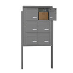 Bloc collectif Leabox  2x3  grade 3  simple face  extérieur  fixation sur pieds à sceller  gris poussière ral 7037 finition brillante