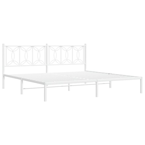 vidaXL Cadre de lit métal avec tête de lit blanc 193x203 cm
