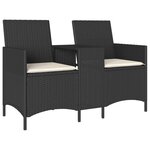 vidaXL Canapé de jardin 2 places avec table et coussins résine tressée