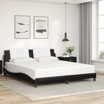 vidaXL Cadre de lit avec lumières LED noir blanc 180x200 cm similicuir