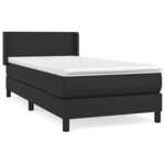 vidaXL Sommier à lattes de lit avec matelas Noir 100x200 cm Similicuir
